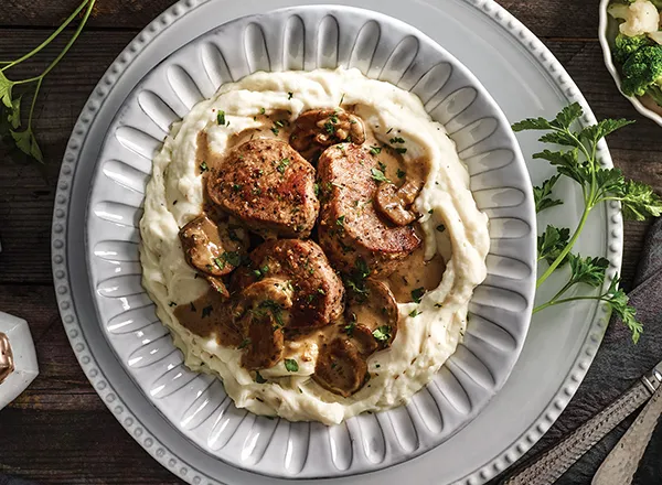 Pork Tenderloin Stuffed With Brie And Mushrooms