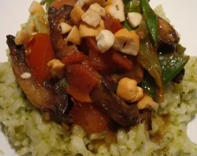 Portobello Curry With Green Rice