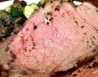 Prime Rib Roast Beef With Fresh Garlic And