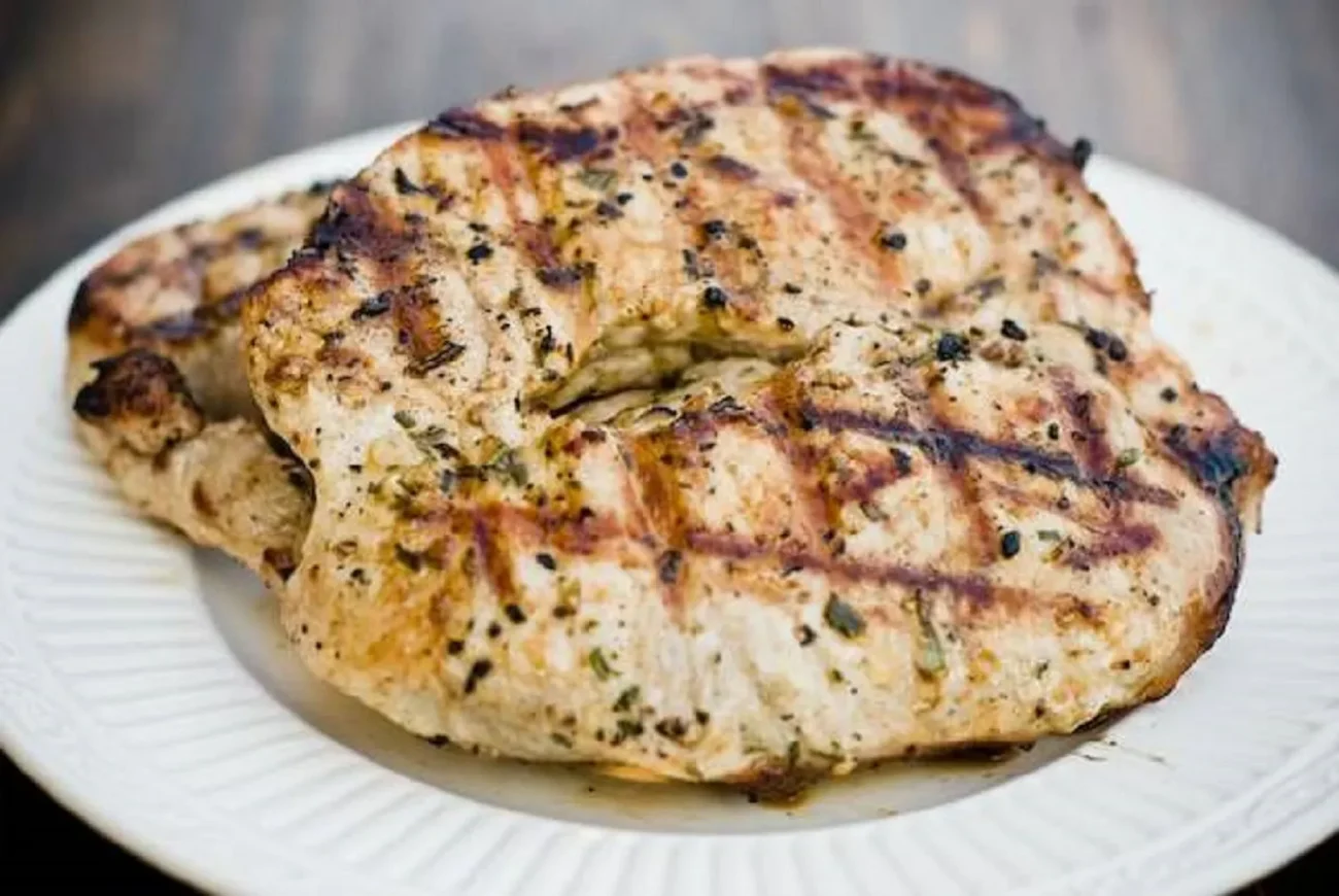 Quick Brined Pork Chops, Grilled With