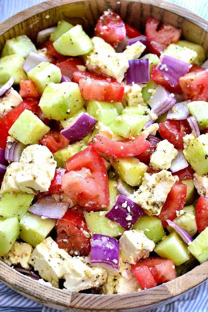 Quick Cucumber, Tomato And Feta Salad