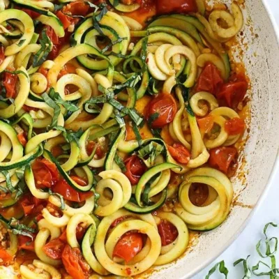 Quick Spiralized Zucchini And Grape Tomatoes