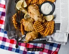 Real English Fish And Chips With Yorkshire Beer