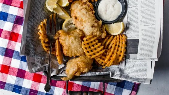 Real English Fish And Chips With Yorkshire Beer