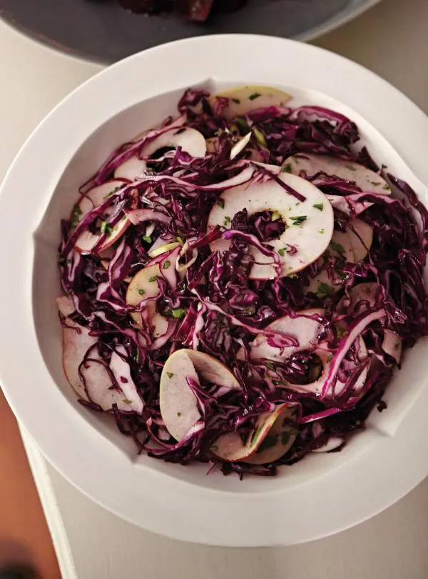 Red Cabbage, Cranberry, And Apple Slaw