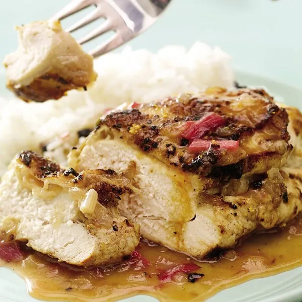 Rhubarb Ginger Chicken Thighs