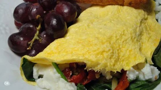 Ricotta, Tomato, and Spinach Fluffy Omelette Recipe