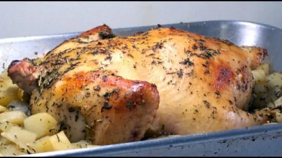 Roast Chicken Stuffed With Herbed Potatoes