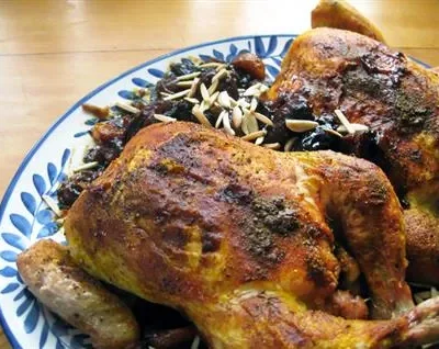 Roast Chicken With Dried Fruit And Almonds