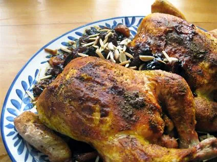 Roast Chicken With Dried Fruit And Almonds