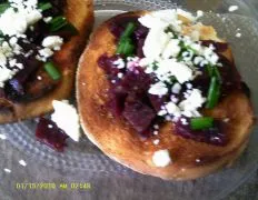 Roasted Beet Relish With Feta On Crostini