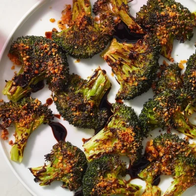 Roasted Broccoli With Smashed Garlic