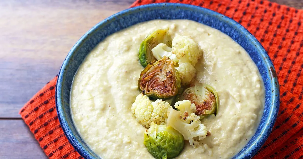 Roasted Brussels Sprouts And Cauliflower Soup