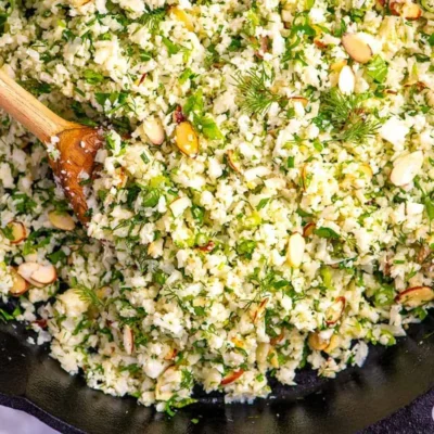 Roasted Cauliflower Rice With Garlic And Lemon