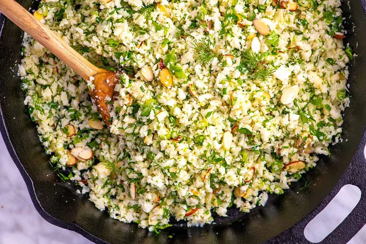 Roasted Cauliflower Rice With Garlic And Lemon