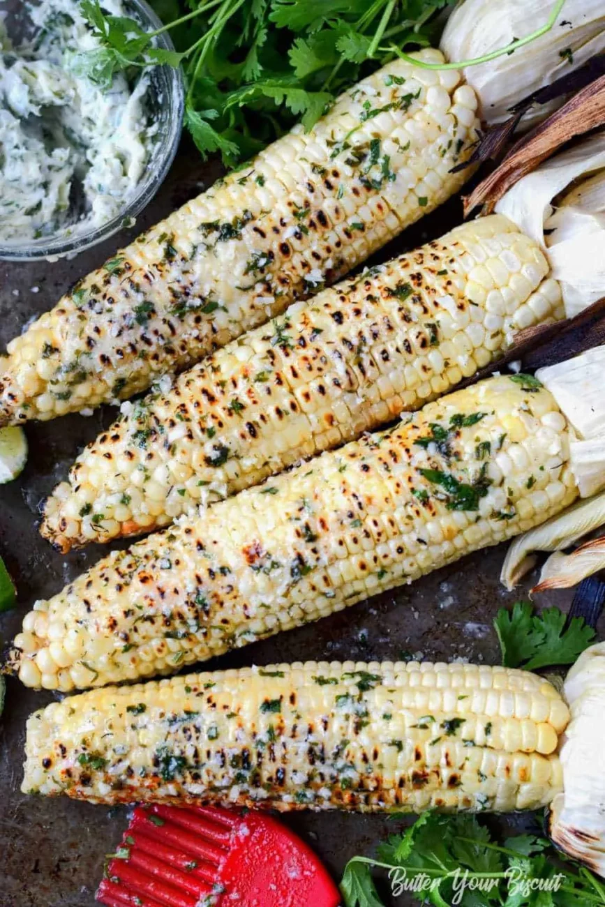 Roasted Corn With Cilantro Butter