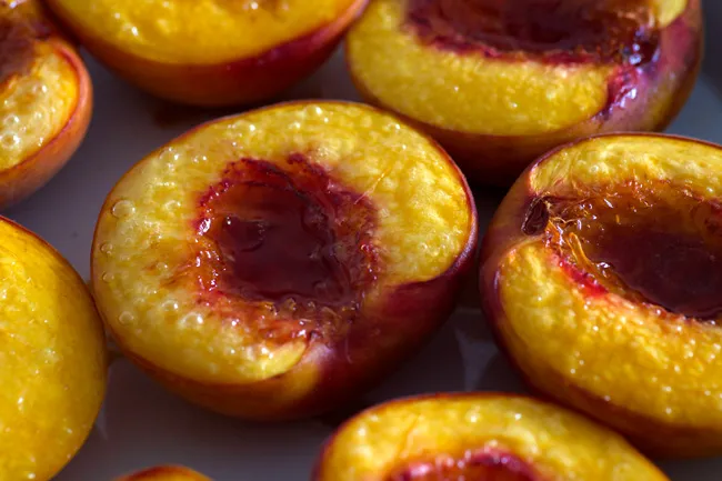 Roasted Macadamia Filled Peaches