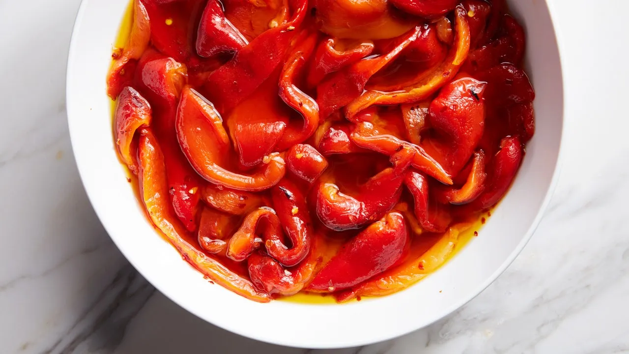 Roasted Marinated Peppers With