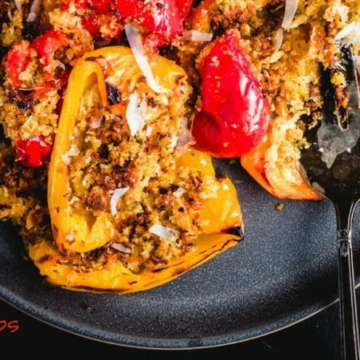 Roasted Pepper Halves With Bread Crumb