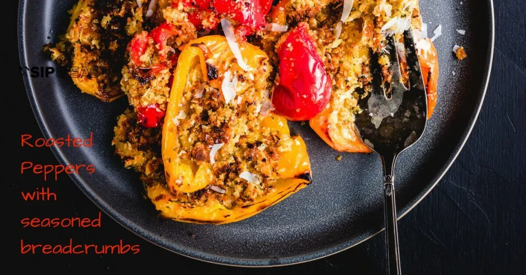 Roasted Pepper Halves With Bread Crumb