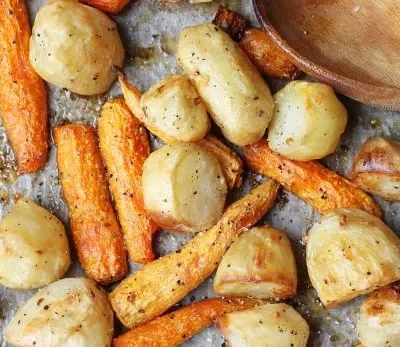 Roasted Potatoes And Baby Carrots