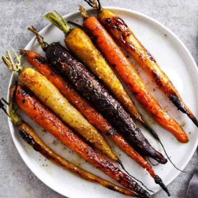 Roasted Rainbow Carrots With Ginger