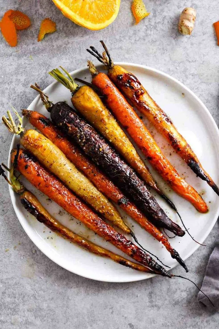 Roasted Rainbow Carrots With Ginger