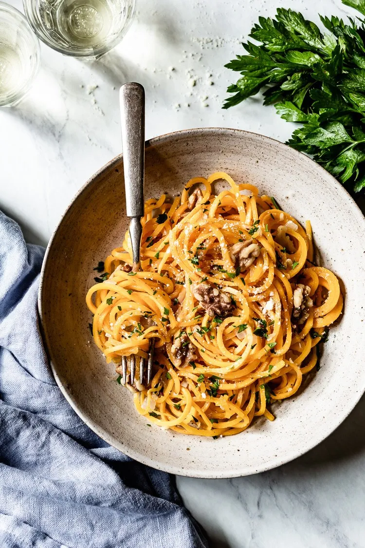 Roasted Spiralized Butternut Squash Noodles