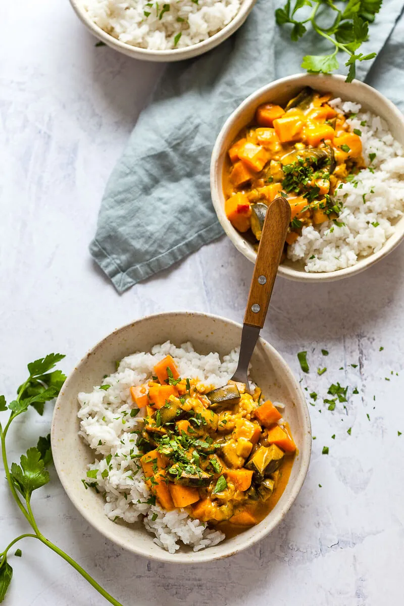 Roasted Sweet Potato, Bell Pepper, and Eggplant Casserole