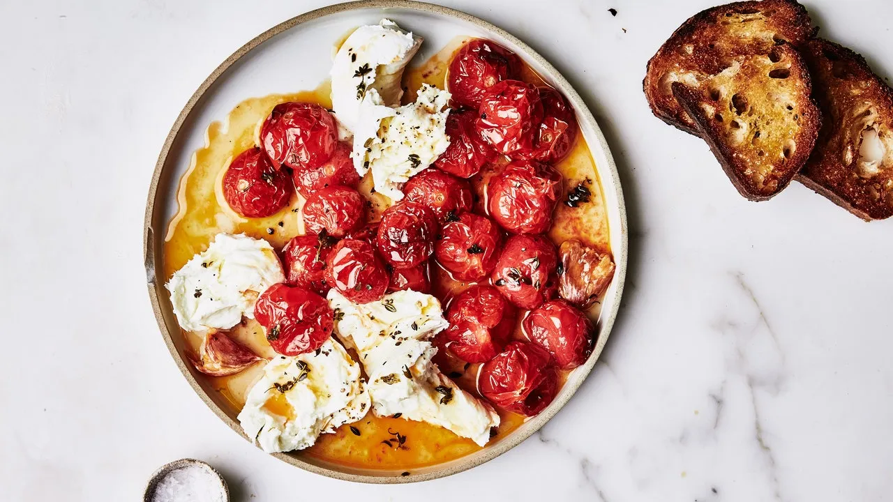 Roasted Tomato And Mozzarella Salad With