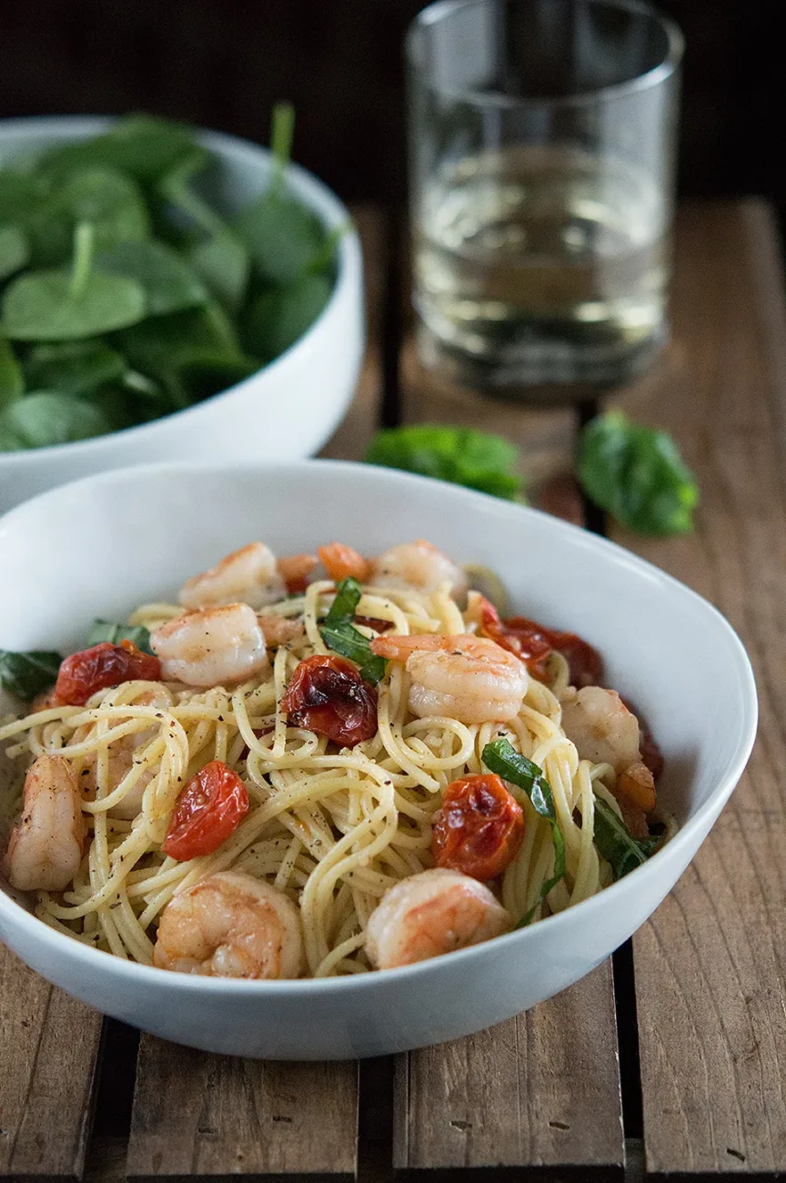 Roasted Tomato And Shrimp Pasta