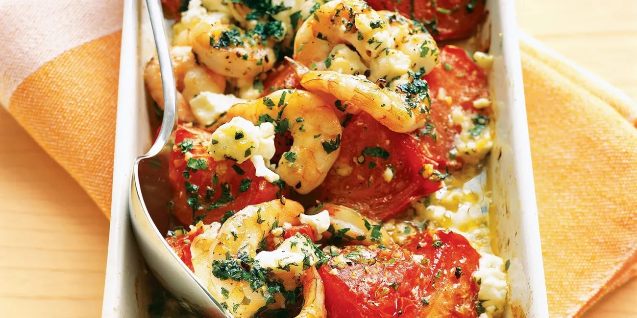 Roasted Tomatoes With Shrimp And Feta