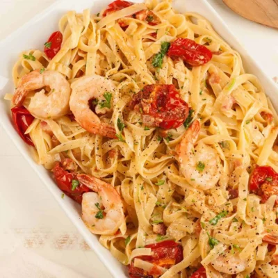 Roasted Tomatoes With Shrimp Linguine