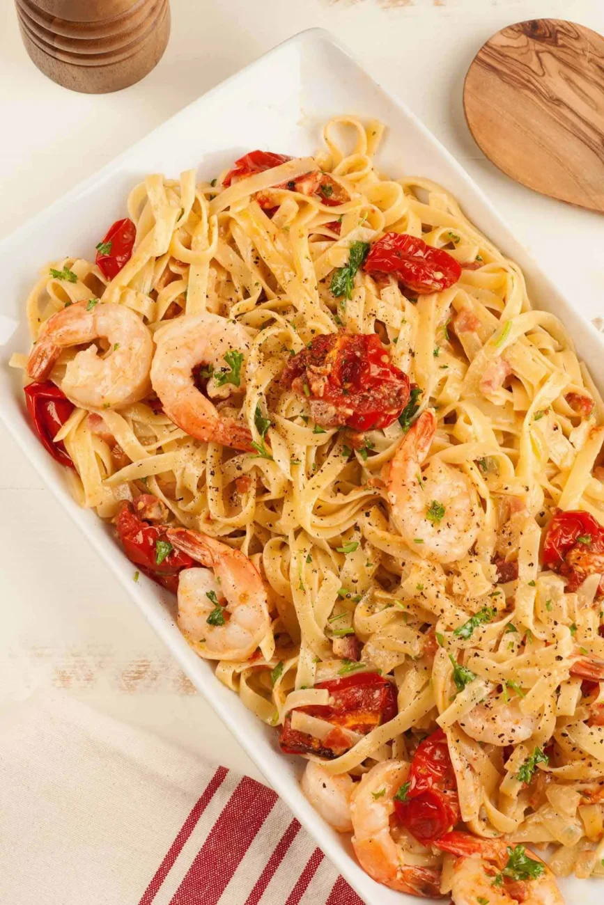 Roasted Tomatoes With Shrimp Linguine