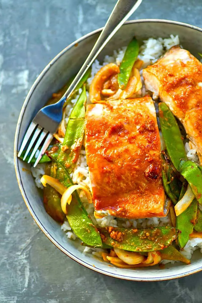 Salmon And Snow Pea Stir Fry