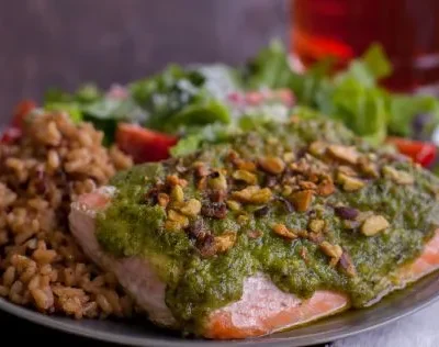 Salmon Fillets With Pesto And Pistachios