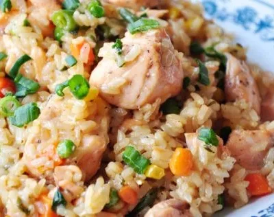 Salmon Pilaf With Green Onions