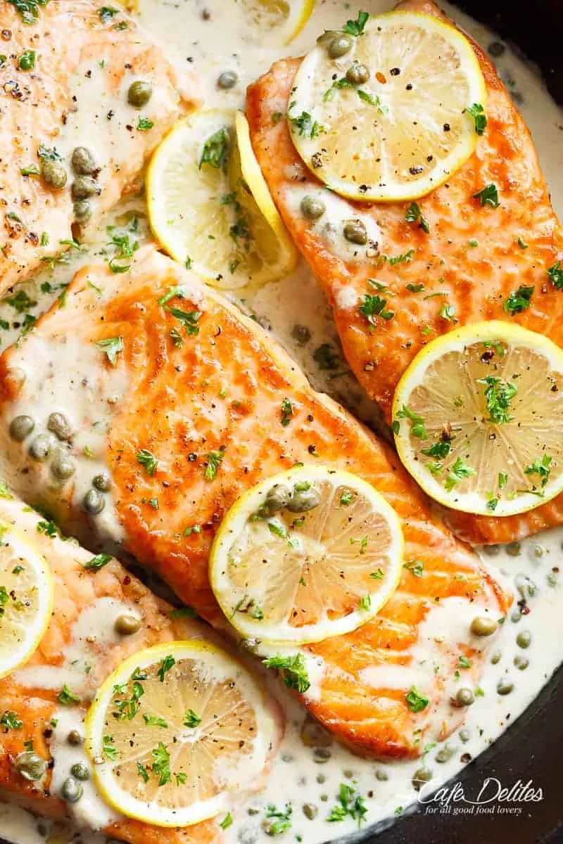 Salmon With Lemon Butter Caper Sauce