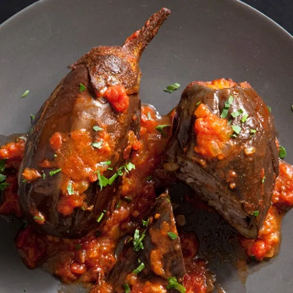 Savory Meat and Rice Stuffed Eggplant Recipe