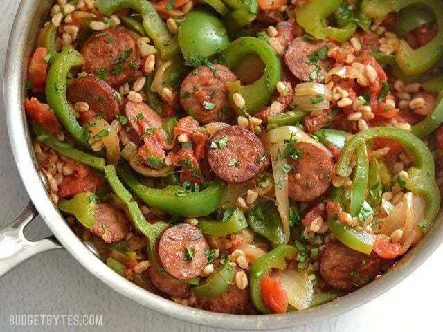 Savory Smoked Sausage with Roasted Bell Peppers and Tomatoes Recipe