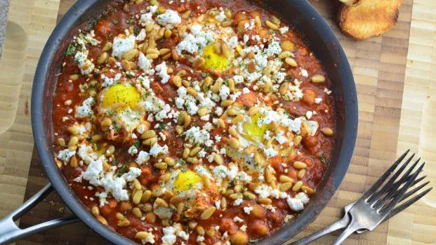 Savory Sun-Dried Tomato and Sweet Basil Shakshuka with Ragu Essence