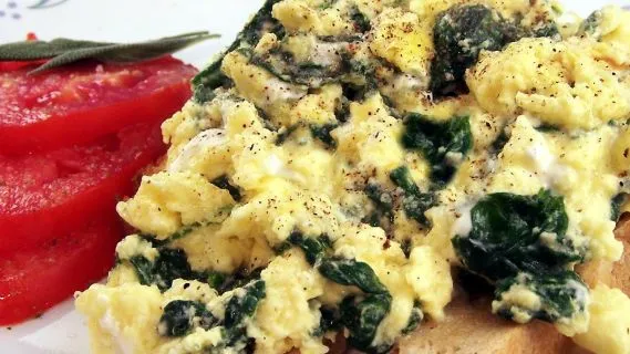 Scrambled Egg With Spinach And Feta On Toast