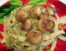 Seared Scallops With Cabbage And Leeks