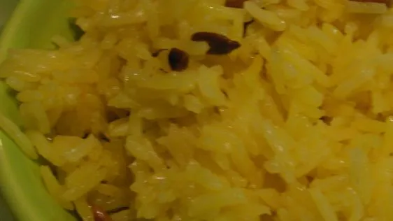 Sesame Seed Infused Golden Yellow Rice Recipe