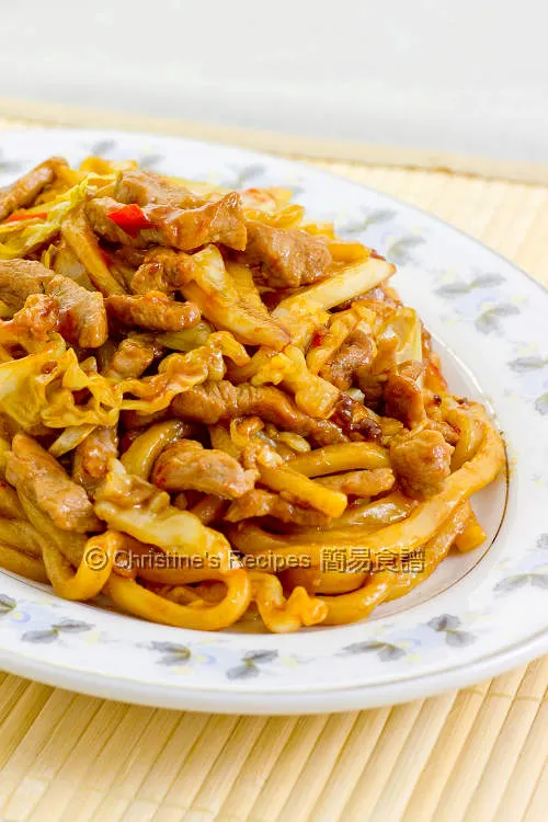 Shanghai Fried Noodles With Pork Or Chicken