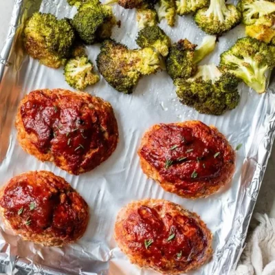 Sheet Pan Turkey Meatloaf And Broccoli