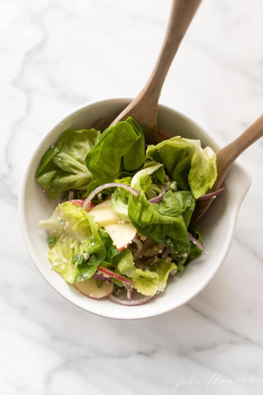 Sherried Greens With Fruit And Blue Cheese