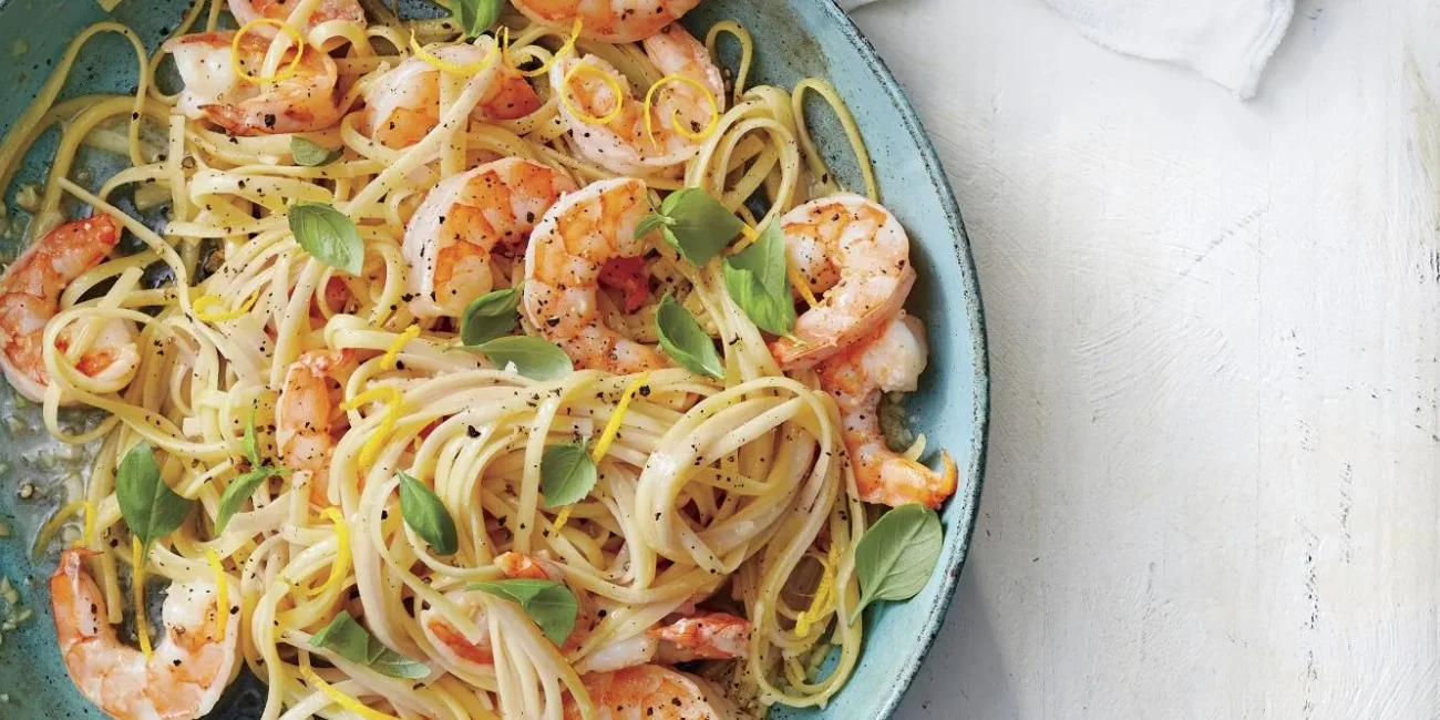 Shrimp And Basil Pasta