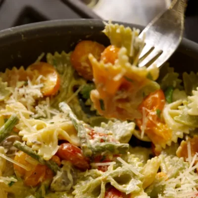 Shrimp And Zucchini With Bowties In Light Tomato Sauce