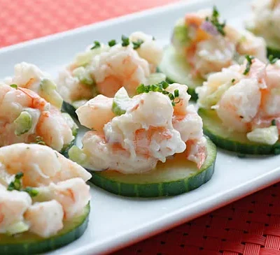 Shrimp Salad On Cucumber Slices